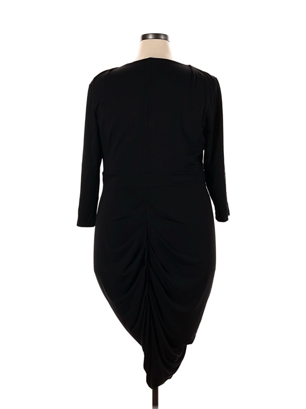City Chic Black Ruched Zip-Front Midi Dress - Picture 2 of 3